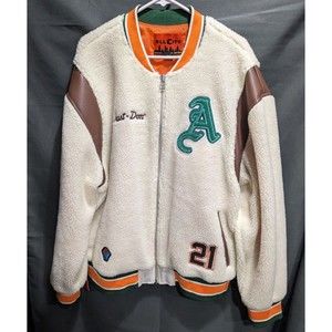 Just Don Varsity Sherpa Full Zip Jacket Coat All City Size XL NWT